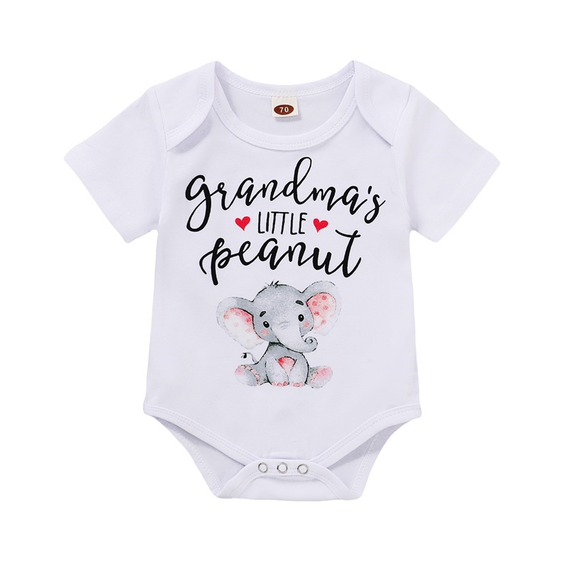 Áo liền quần Mikrdoo ngắn tay in hình chú voi dễ thương cho trẻ sơ sinh