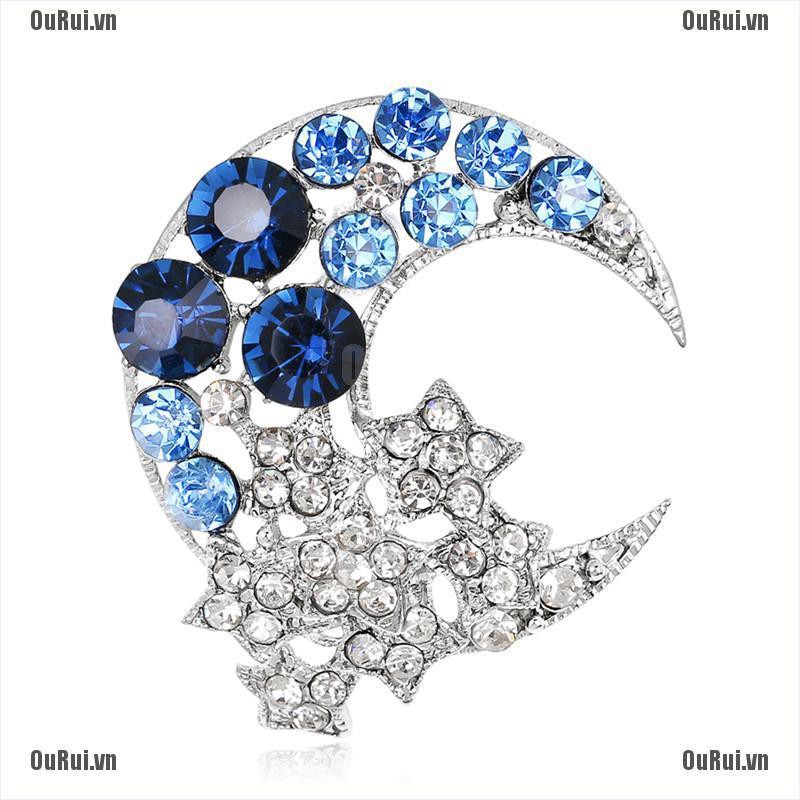 Ghim Cài Áo Hình Mặt Trăng Đính Đá Lấp Lánh