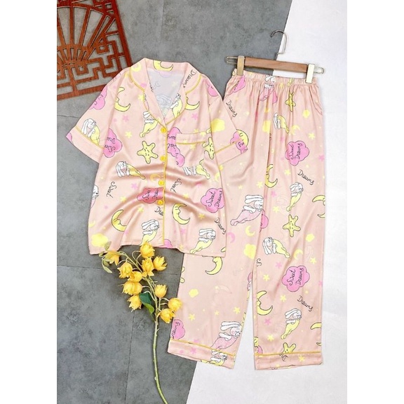 Đồ bộ Pijama tay ngắn lụa cao cấp