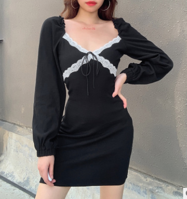 Đầm ren cổ V dài tay quyến rũ dành cho nữ | BigBuy360 - bigbuy360.vn