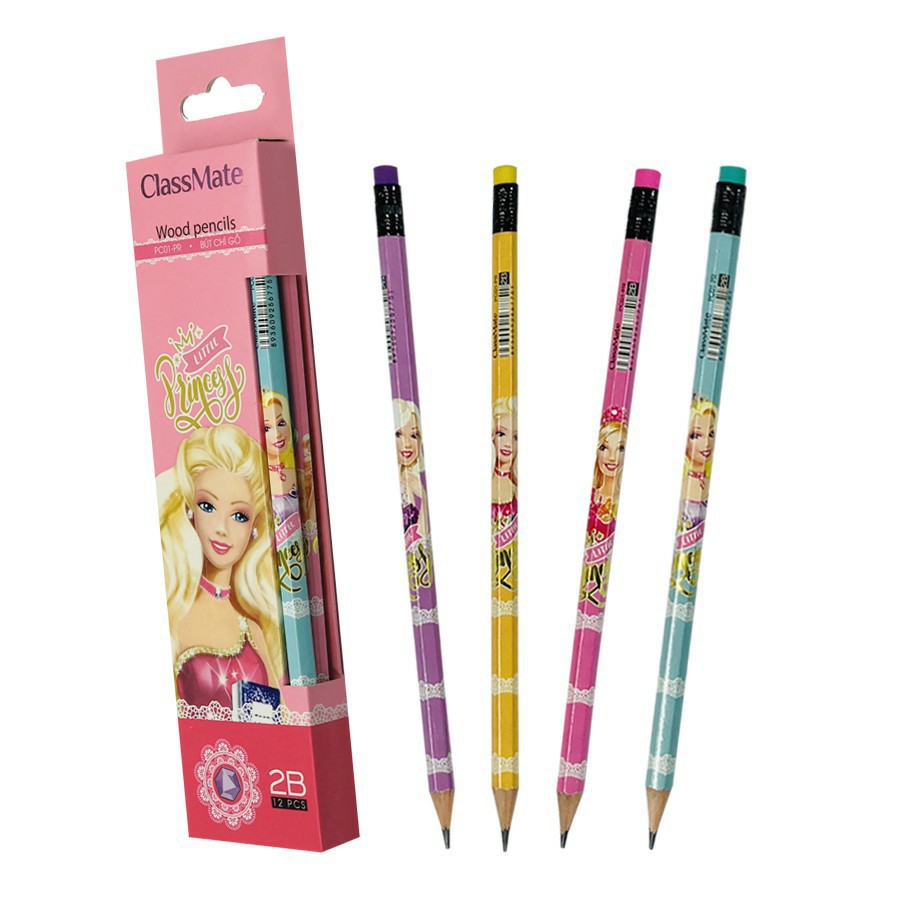 Bút chì gỗ 2B Classmate có đầu tẩy PC 01 PR, bút chì công chúa