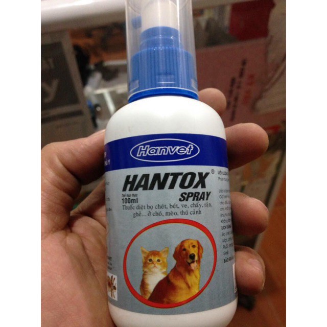 HANTOX SPRAY thuốc diệt bọ chét, ve, chấy, rận, ghẻ ở chó mèo thú cảnh 100ml