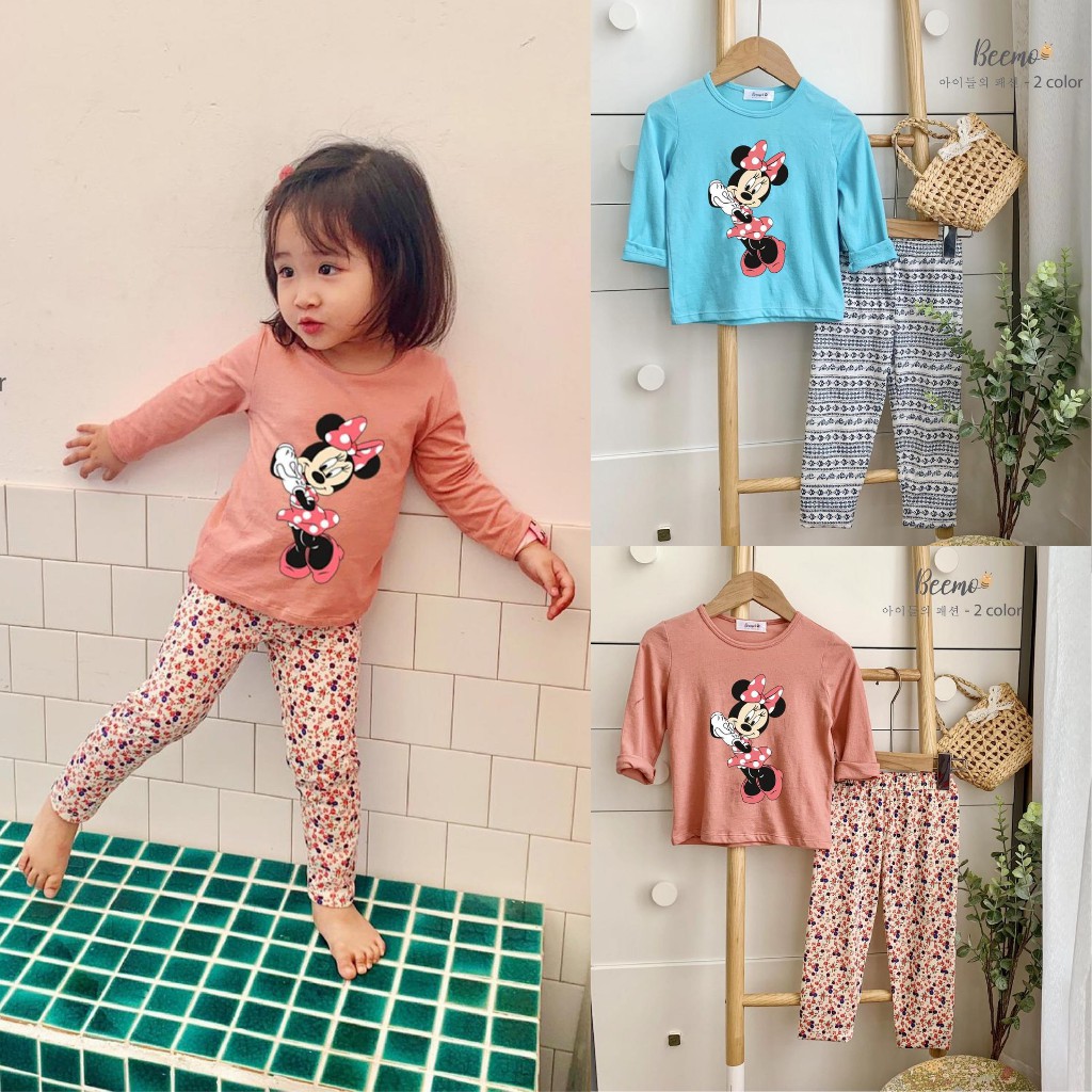 Bộ cotton dài tay bé gái BEEMO TBKS110