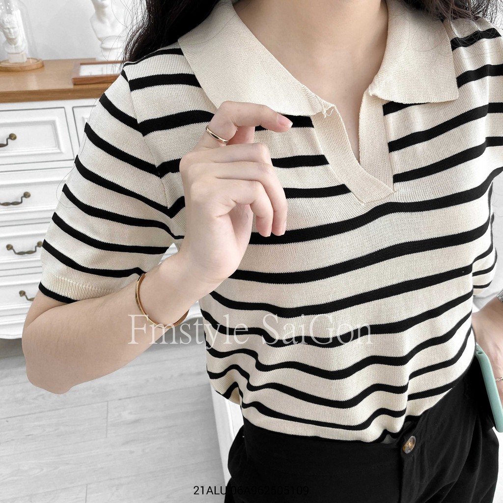 Áo thun len nữ tay ngắn kẻ sọc hàn quốc ulzzang thời trang VM STYLE 81018- 22ALU01A961701 | BigBuy360 - bigbuy360.vn
