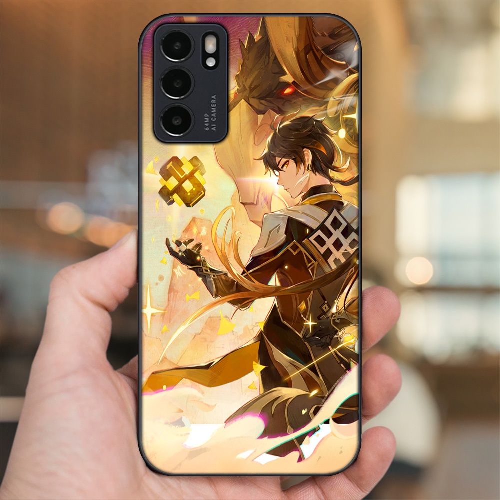 Ốp lưng Oppo Reno 6 5G viền đen in hình Zhongli Genshin Impact
