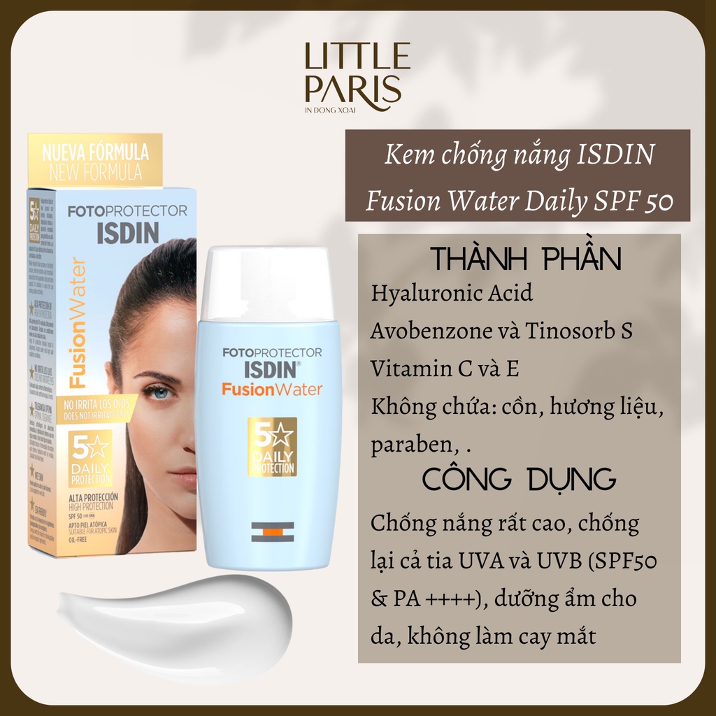 Kem Chống Nắng Isdin Fotoprotechtor Fusion Water Spf 50 50ml