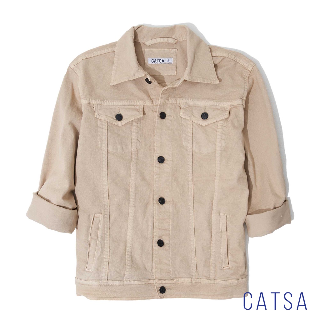Áo khoác jeans CATSA trắng, đen, be mặc thoải mái, năng động AKJ035 - AKJ034 - AKJ033