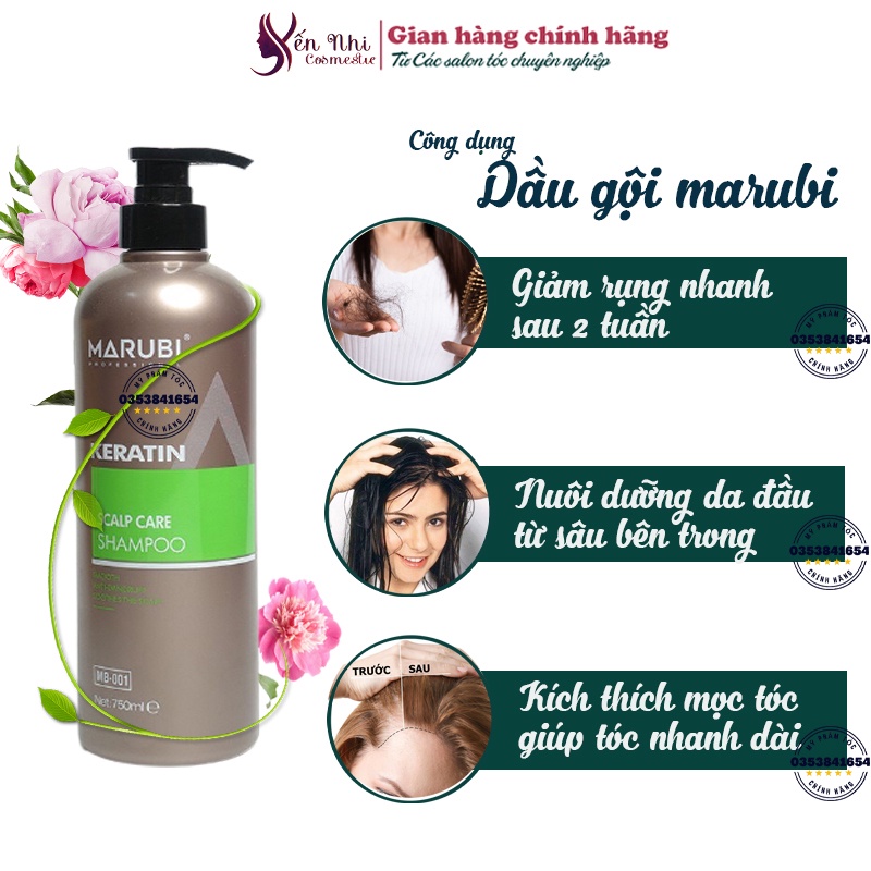 Dầu gội Marubi phục hồi hư tổn giảm rụng tóc Marubi keratin 750ml chính hãng, Mỹ phẩm tóc yến nhi