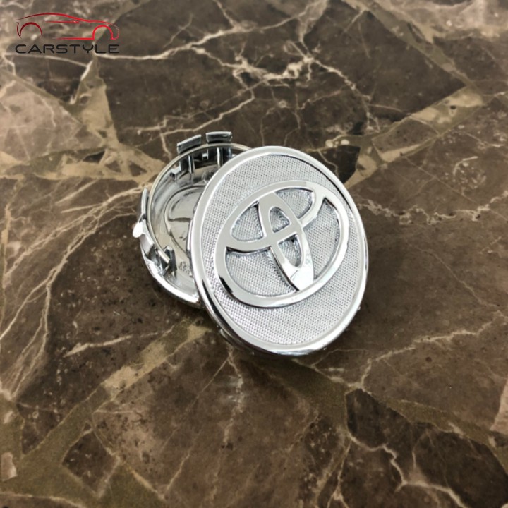 Logo hình thương hiệu toyota gắn mâm bánh xe ô tô 57mm phù hợp cho Vios/Yaris/Altis CHR