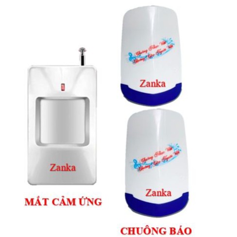 Bộ chuông- 2 MẮT cảm ứng báo khách- báo trộm không dây đa năng Zanka TP717-II