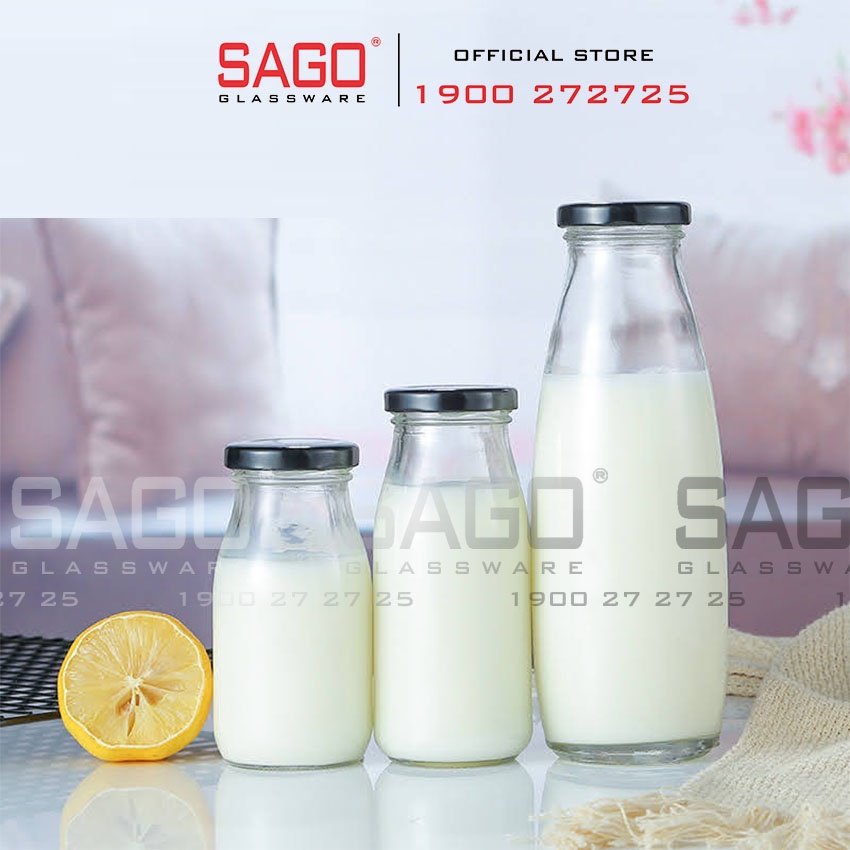 Combo 10 Chai Thuỷ Tinh Tròn 200ml, 250ml nắp thiếc | Tùy Chọn Dung Tích