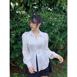 Áo sơ mi lụa cột nơ lưng