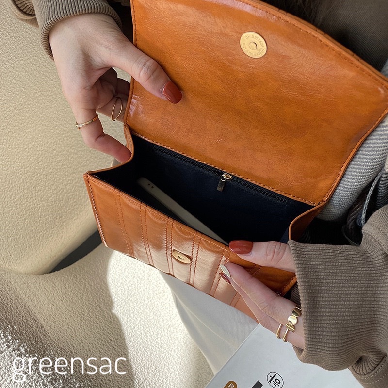 Túi Đeo Chéo Nữ Da Pu Màu Đen, Nâu Phong Cách HQ Mới - Mã T080