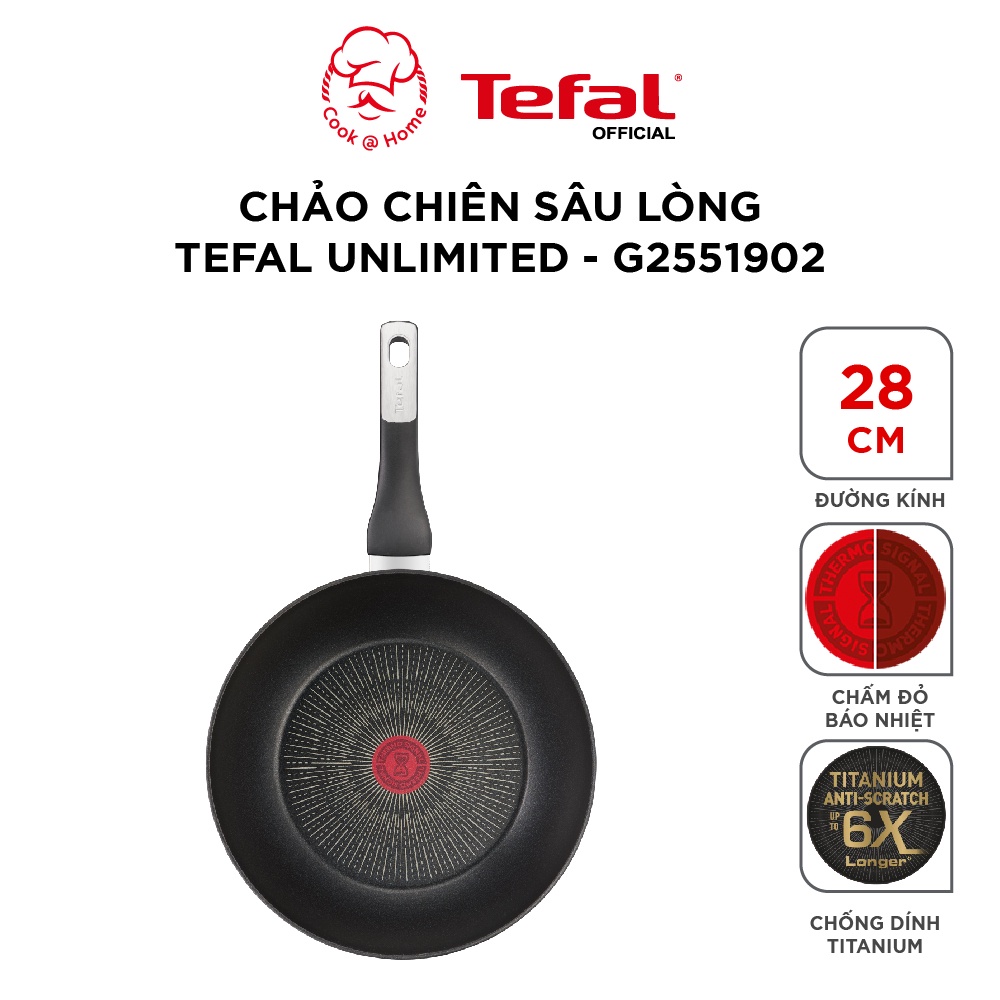 Chảo chiên chống dính sâu lồng Tefal Unlimited đế từ cao cấp 28cm - G2551902