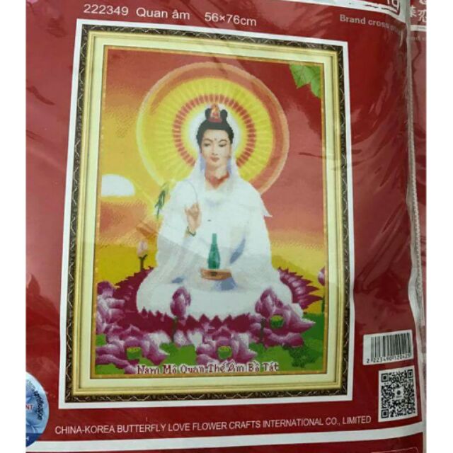 Freeship 99k TQ_Tranh thêu Quan Âm