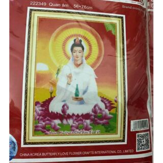 Freeship 99k tq_tranh thêu quan âm