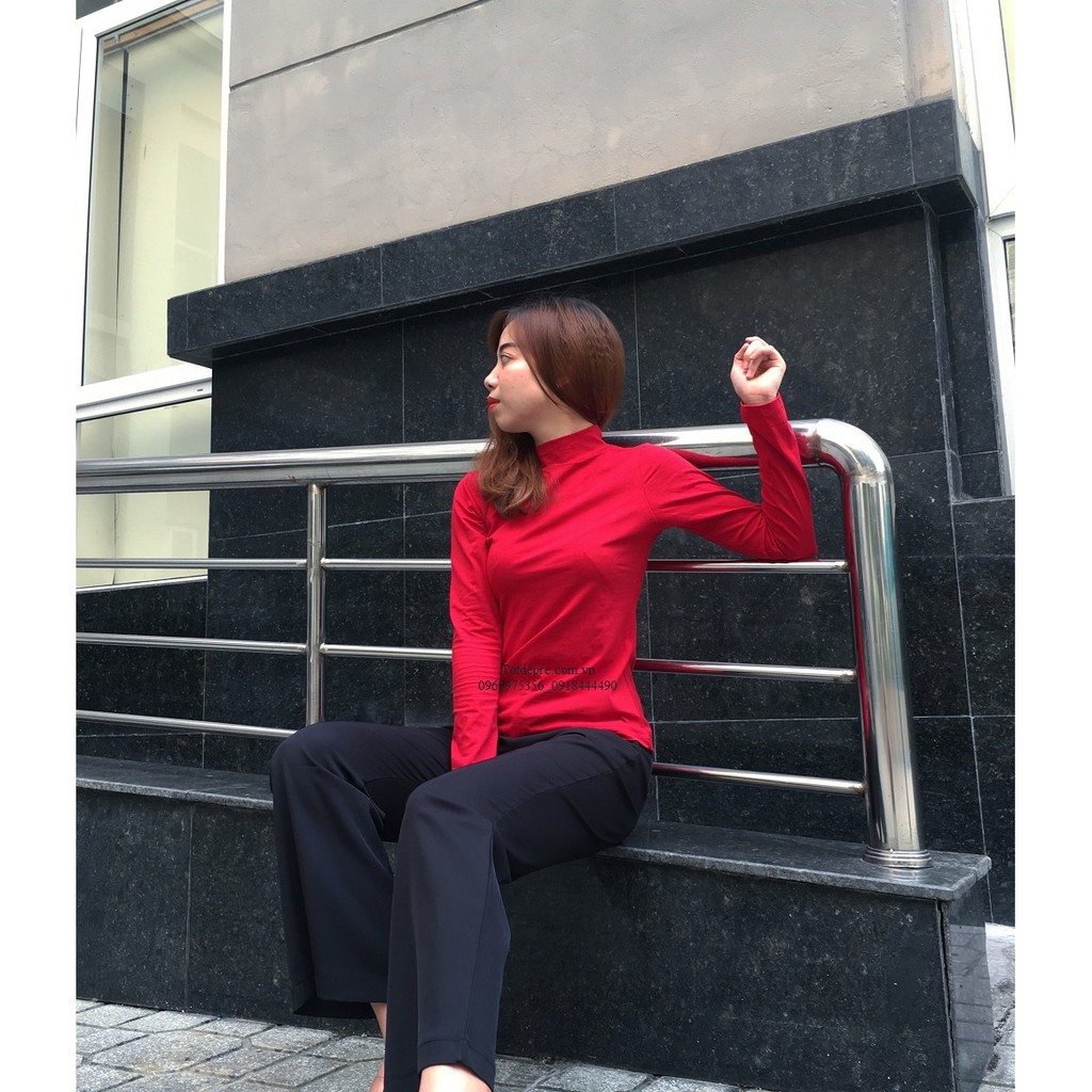 Áo thun giữ nhiệt nữ kiểu cổ cao 3f chất đẹp nhiều màu