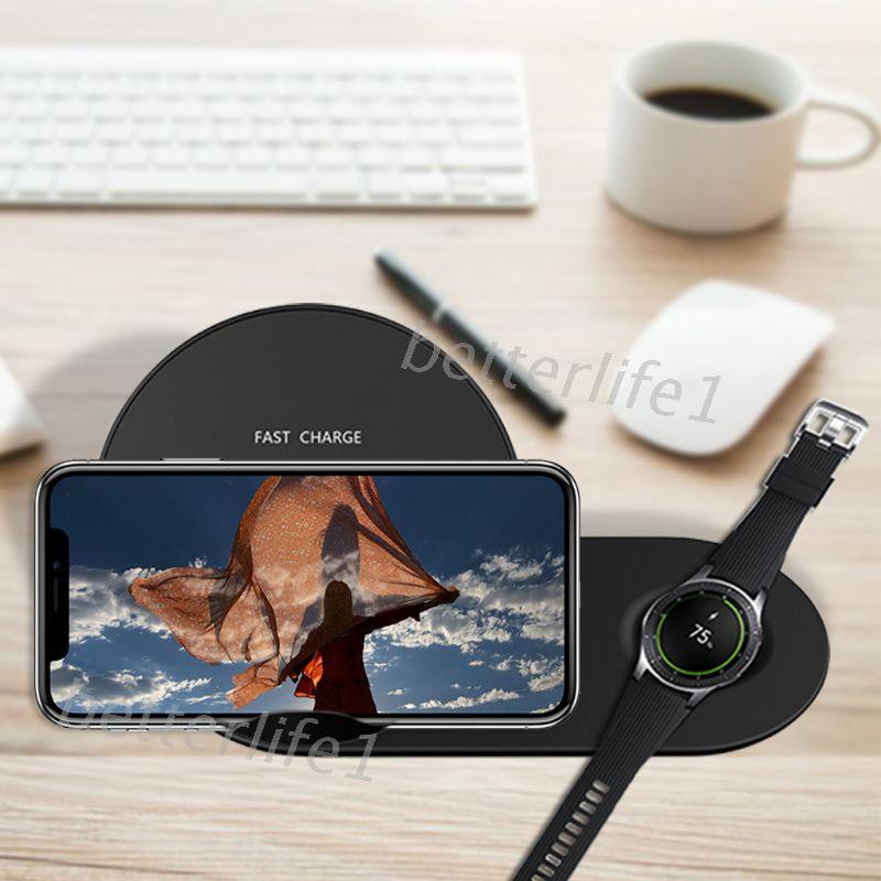 Đế Sạc Không Dây 2 Trong 1 Cho Iphone X Xr Xs Max 8 Samsung S9 S8 S7 Note 9 8 Galaxy Watch Gear S3 S2 Huawei Mate Rs Mate 20