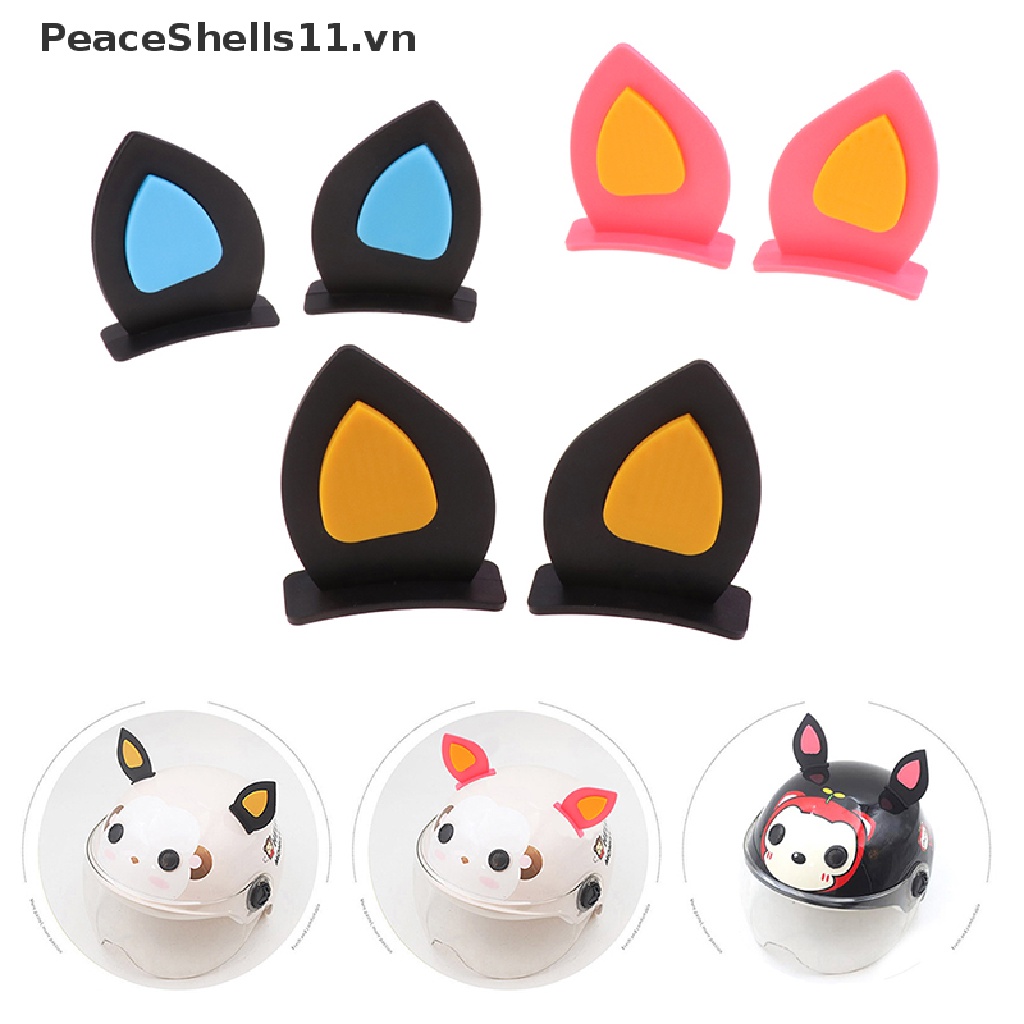 1 Cặp Sticker Dán Mũ Bảo Hiểm Hình Tai Mèo Dễ Thương