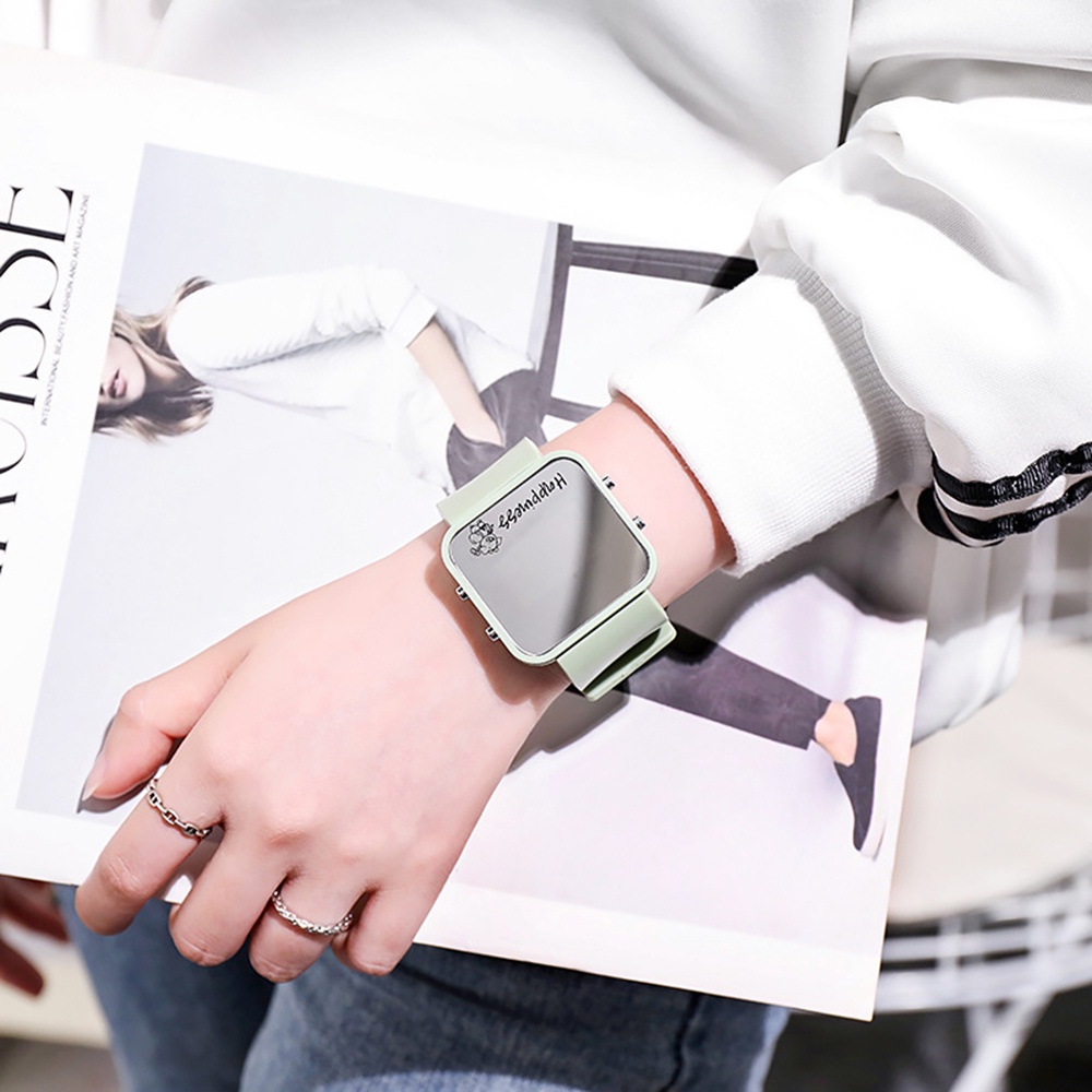 Đồng Hồ Điện Tử Mặt Vuông Kiểu Hàn Quốc Dễ Thương Cho Bé