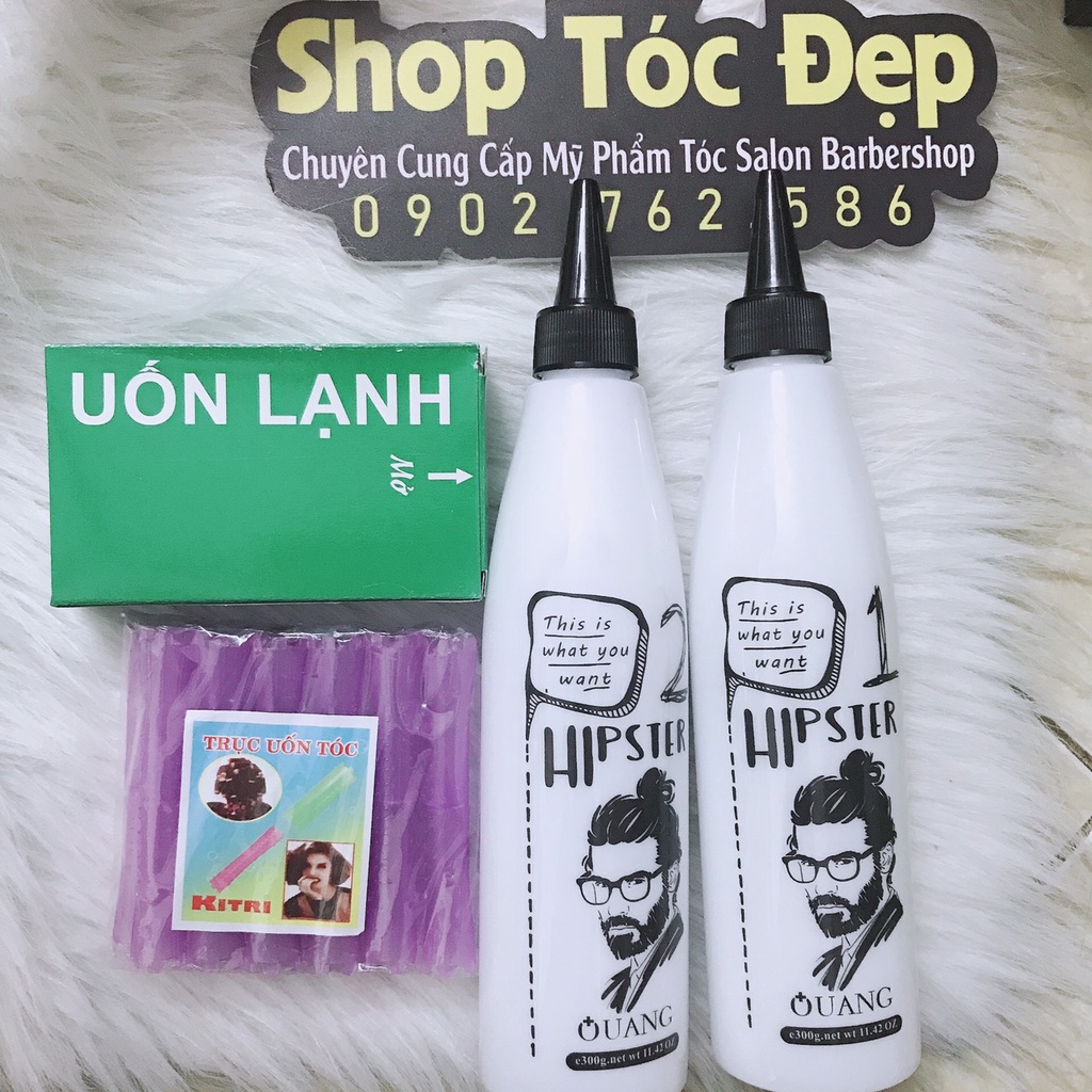 Combo Cặp uốn xoăn lạnh Quang Trendy Perm Water +chun  Giấy Uốn Xoăn Lạnh + Trục Uốn Xoăn Lạnh 300mlx2