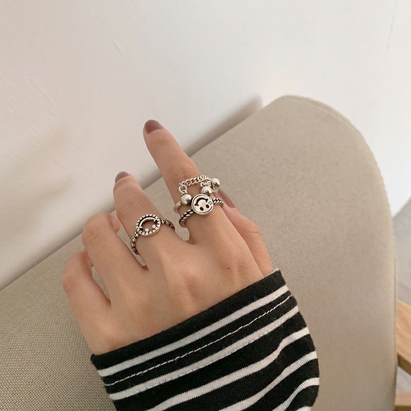 Nhẫn Hình Mặt Cười Phong Cách Retro