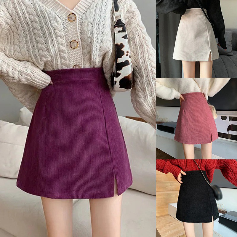 Chân Váy Chữ A Màu Trơn Thiết Kế Xẻ Quyến Rũ