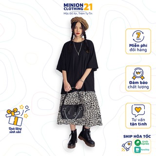 Chân váy da báo MINIONCLOTHING21 cạp chun xoè nhẹ 2 lớp chất mềm mịn mát Ulzzang Streetwear V3002