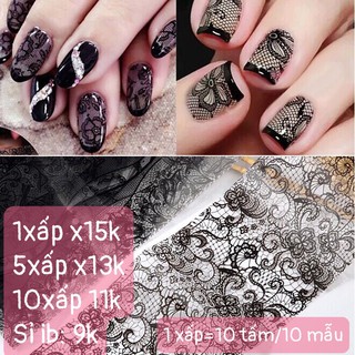 10 set Foil Bộ 10 mẫu foil ren đen/trắng trang trí móng