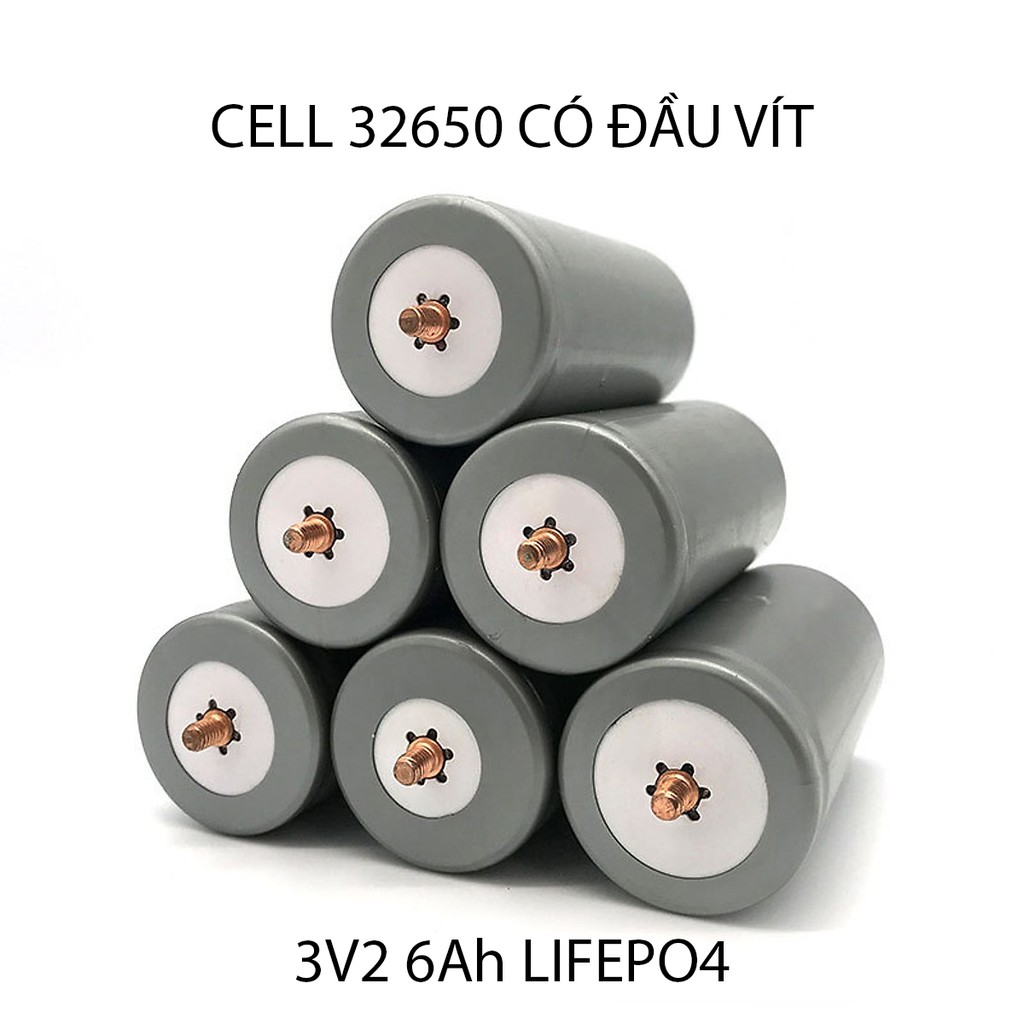 Pin Lithium sắt photphat 32650 màu xám. Dung lượng 6000mAh. Loại có đầu vít. Tặng kèm ốc vit.