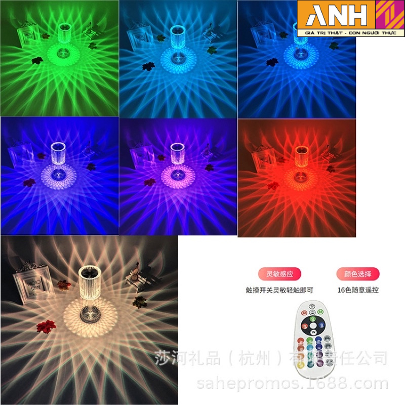 Đèn ngủ, đèn trang trí pha lê cảm 16 màu RPG, cảm biến lãng mạn chiếu hình độc đáo.B12