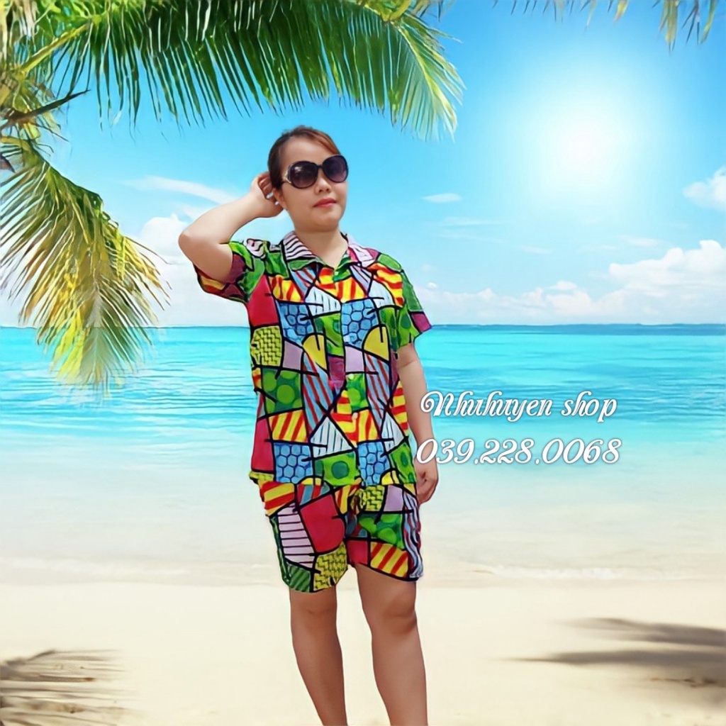 (Tổng kho HCM - Nhuhuyen shop) - set bộ mẫu ô vuông đủ size cho gia đình, team đến 120kg, chất kate thái 1