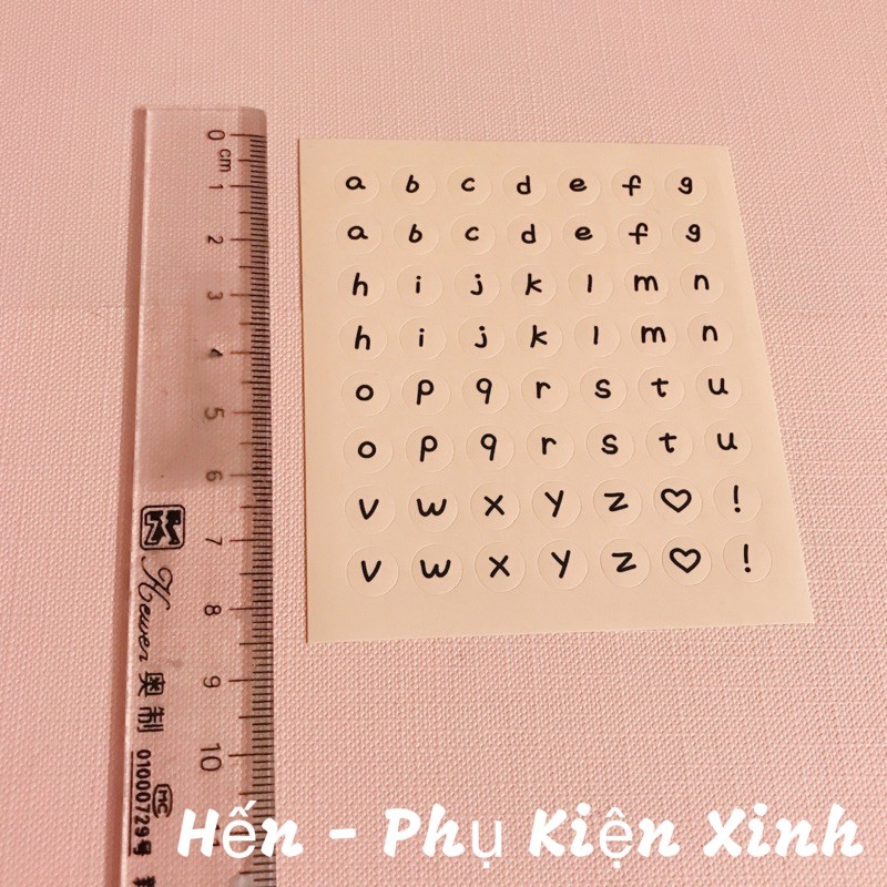 Sticker chữ kèm số nhỏ trang trí ghép tên nhiều màu