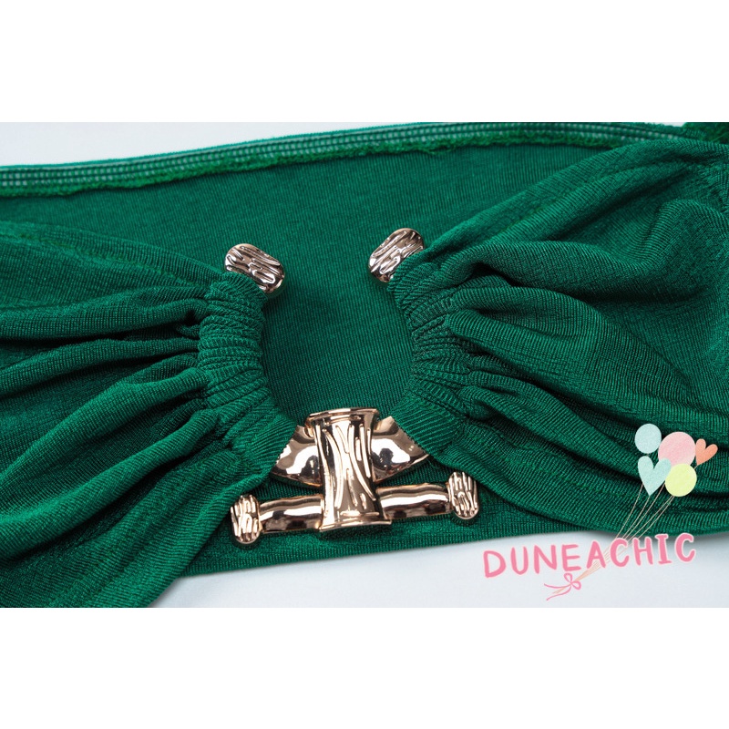 DUNEA Set áo croptop cổ vuông dài tay + chân váy xẻ tà phong cách quyến rũ cho nữ