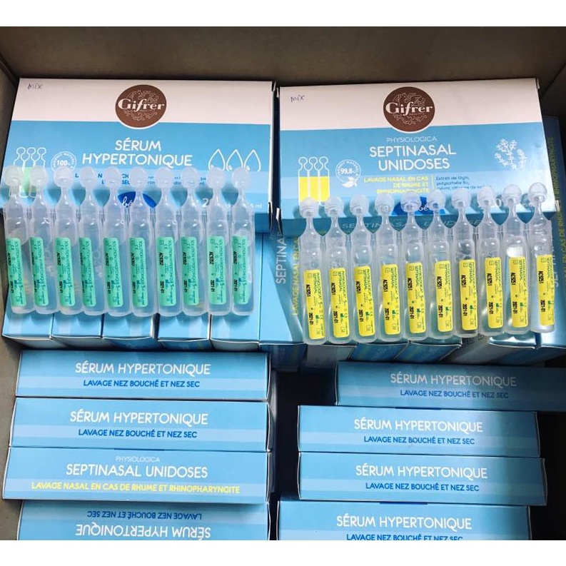 Nước Muối Sinh Lý Gifrer Pháp - Nước Muối Tép Vàng Gifrer Physiologica Septinasal - Tép Xanh Gifrer Sérum Hypertonique