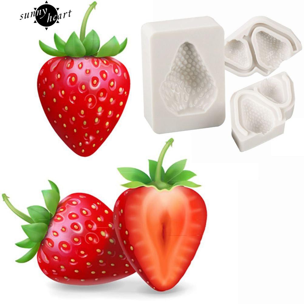 Set 3 Khuôn Silicon Làm Bánh Đa Năng Tiện Dụng Hình Trái Dâu Tây Xinh Xắn