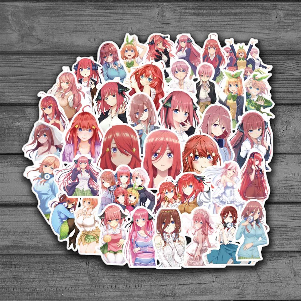 Bộ 50 Nhãn Dán Hình Nhân Vật Hoạt Hình Gotoubun No Hanayome Cho Laptop Hành Lý Nakano Ichika