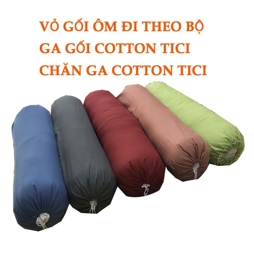 Vỏ gối ôm Cotton Tici trơn một màu theo bộ ga giường cỡ 35x100cm có dây buộc