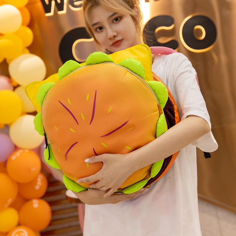 Ba Lô Học Sinh Sức Chứa Lớn Hình hamburger / hamburger / Phô Mai Dễ Thương Mới