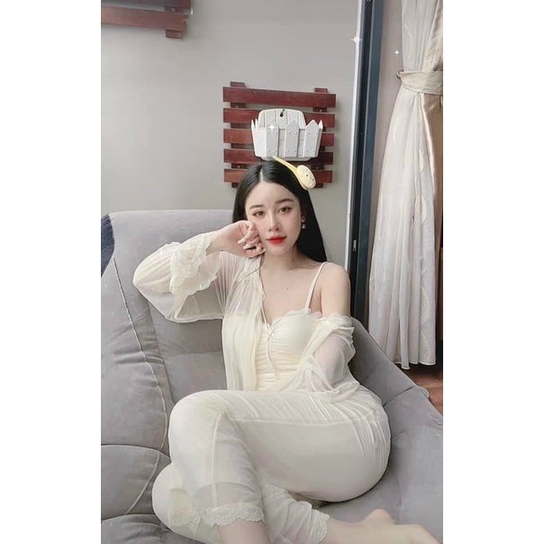 Set Choàng Trắng Quần Dài Nữ  - Lụa Quảng Châu Cao Cấp - FreeSize | BigBuy360 - bigbuy360.vn