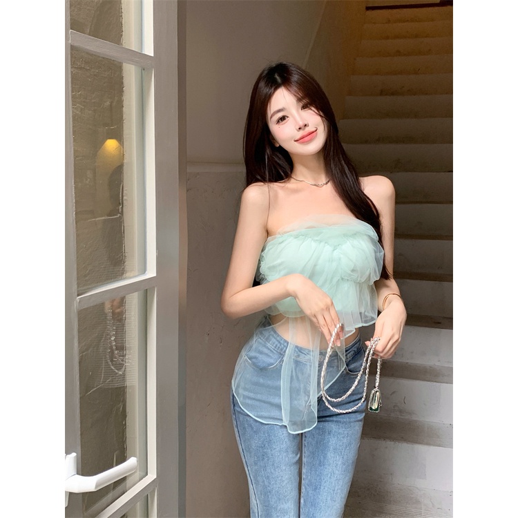 Áo Ống Co Giãn Thiết Kế Độc Đáo Thời Trang Hàn Quốc Cho Nữ