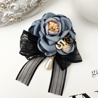 Cài áo Nơ Hoa Hồng bằng lụa handmade - mã 80