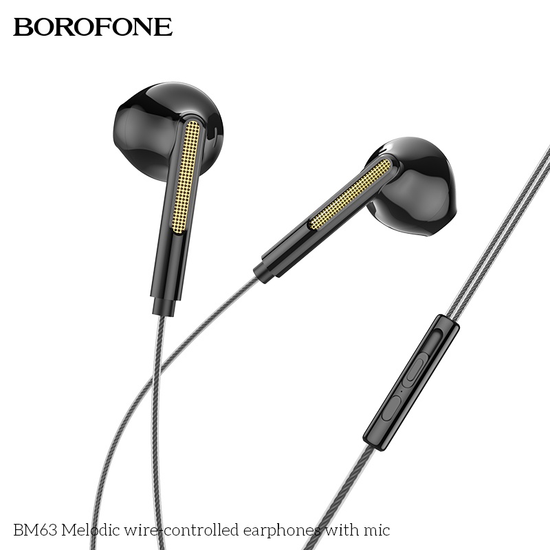 Tai nghe Borofone BM63 chân cắm tròn 3,5mm có mic đàm thoại, chỉnh âm lượng