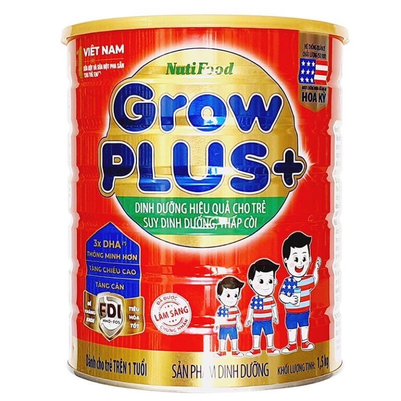 Sữa Grow Plus Đỏ lon 1,5kg date 2023