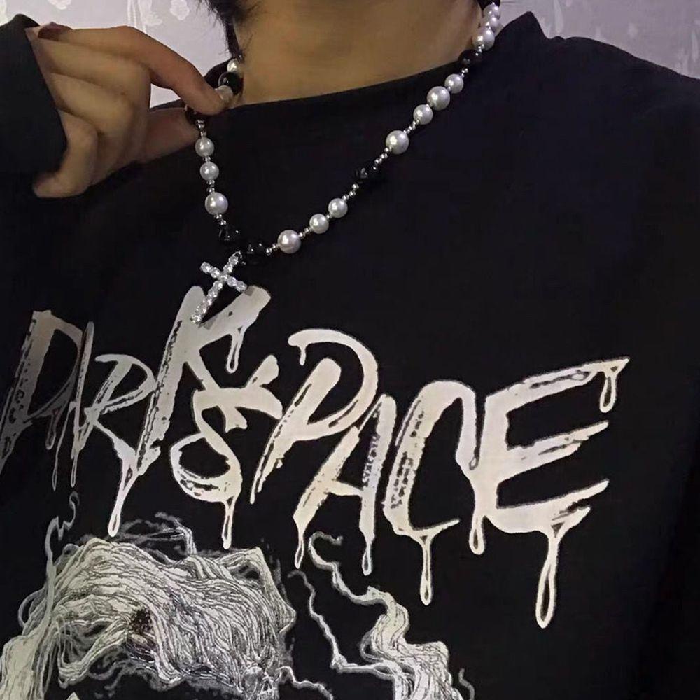 AROMA Vòng cổ Hợp Kim Mặt Thánh Giá Đính Đá Thời Trang Cho Nam Nữ