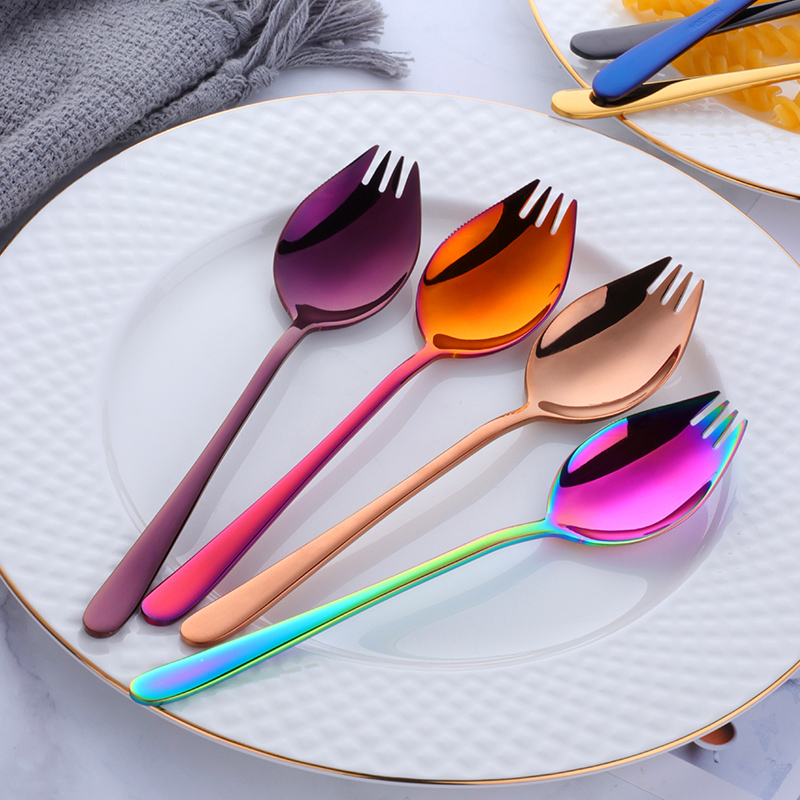 Bộ Muỗng Nĩa Ăn Salad Bằng Thép Không Gỉ 304 Nhiều Màu Sắc