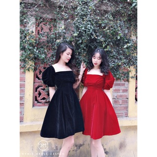Váy nhung trễ vai Kymie