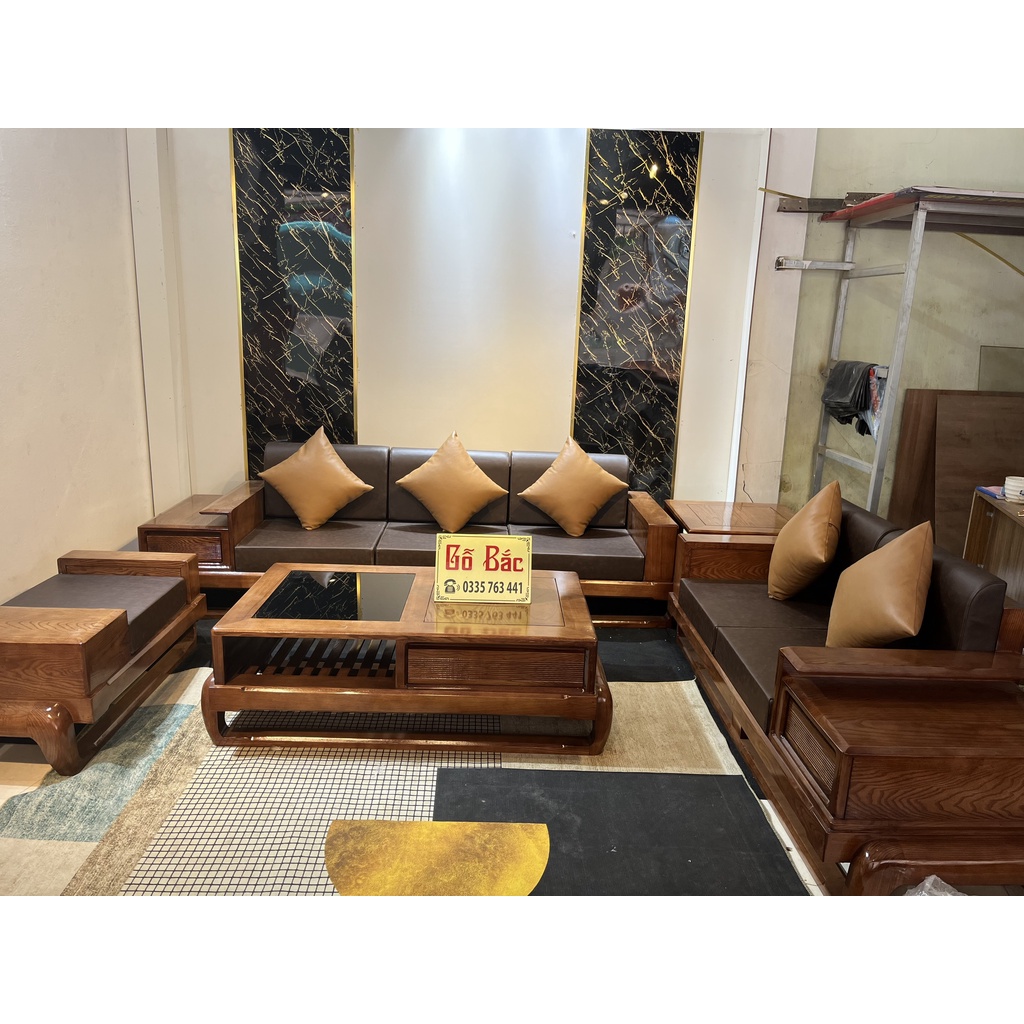 Sofa 2 văng đùi gà gỗ sồi nga - ghế sofa đùi gà kích thước lớn cao cấp - ảnh thật tại xưởng