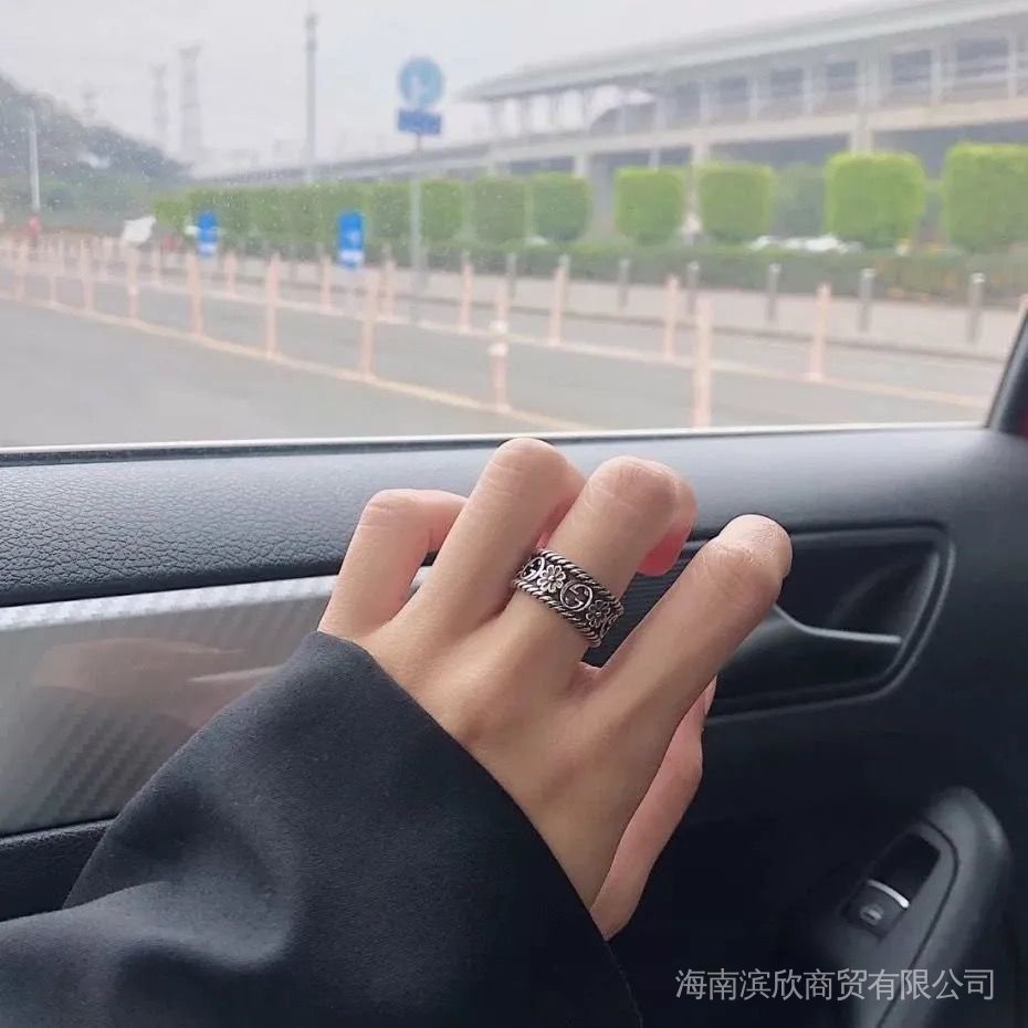 Nhẫn Bạc 925 Khắc Chữ Gucci Đôi Không Phai Phong Cách Cổ Điển Thời Trang Cho Cặp Đôi