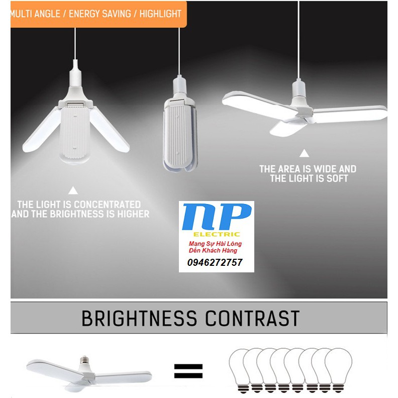 BÓNG ĐÈN LED SIÊU SÁNG 45W HÌNH 3 CÁNH QUẠT - ĐUI E27